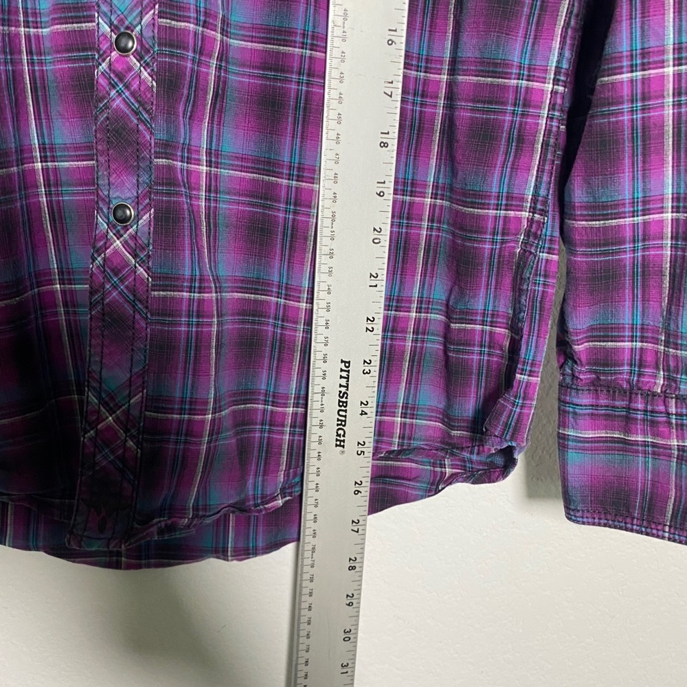 Wrangler 20X Competition Purple Plaid Western Shirt Mens Advanced Comfort M Snap - Picture 5 of 8